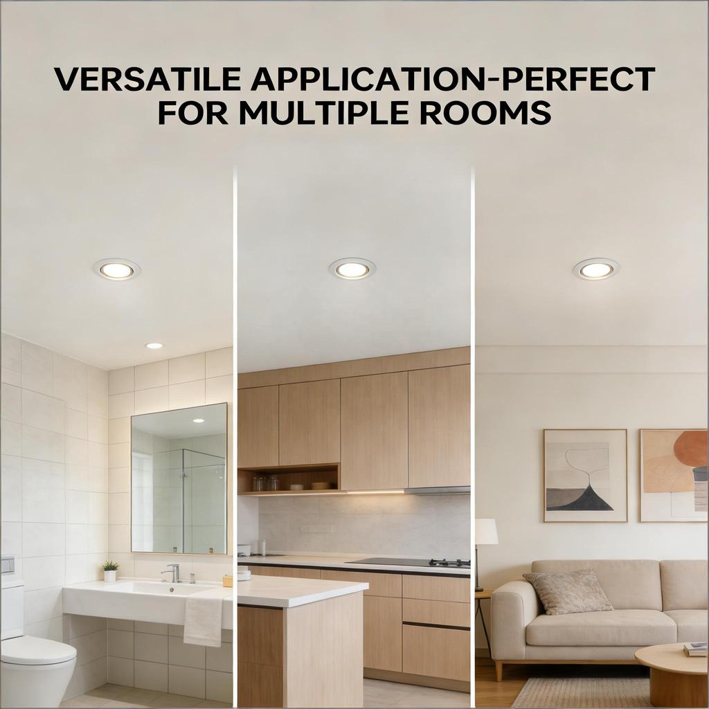 IP44 Waterproof Recessed Downlight Aluminum Frame Glass Honeycomb Anti-Glare Option Bathroom Kitchen Corridor 2700K-6000K CCT