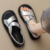 Fashion 2025 New Fashion Summer Leather Open Toe Women Sandals Roman Shoes Solid Color Comfortable Outside Leisure Flats Women Sandals