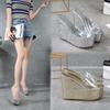 2020 New Fashion Sequin High Heel Wedge Sandals for Women - Simple, Casual, and Waterproof Platform Shoes