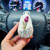 Flower Flower Remote Key Bag Leather Crystal  Keychains Key Cover  Car Accessories
