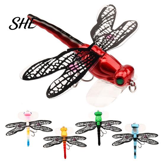5 Piece Floating Lure Set 5Pcs 7.5cm/6.2g Bionic Dragonfly Fishing with Hooks, Topwater Insect Bait Bait, Realistic for Bass Trout Lures