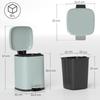 12L Modern Boxy Metal Home Kitchen Bin - Light Green