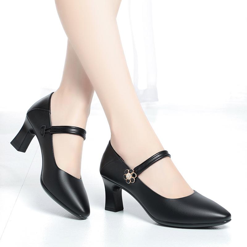 Мода 2024 года, черная профессиональная одежда, женская мягкая кожаная обувь, танцевальная обувь, элегантная мода, нескользящая, черная, для офиса, мамы, работы