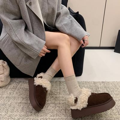 Женские мягкие эластичные зимние теплые холодные утепленные сноубутсы толстая подошва нескользящие износостойкие для улицы для отдыха для спорта мех хлопок ботинки