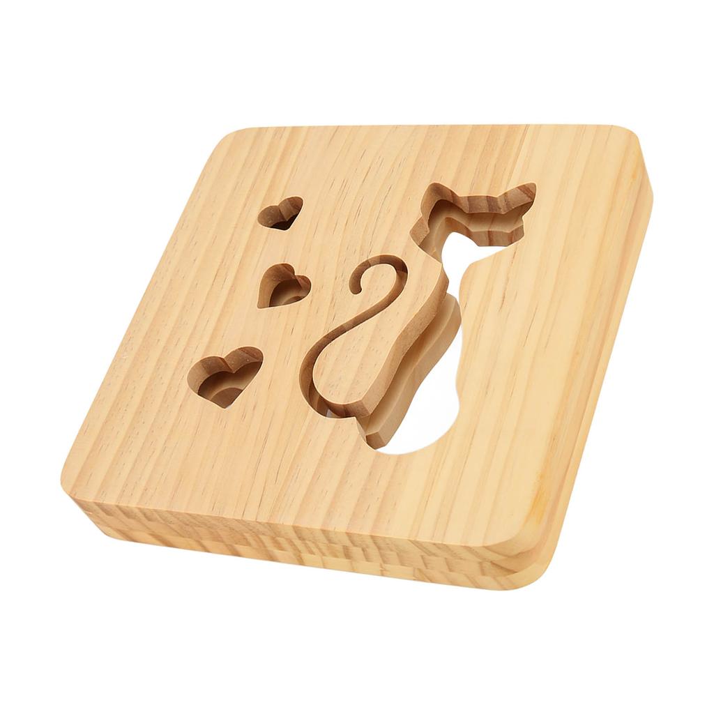 Ночной светильник с рисунком кошачьего сердца спереди и сзади, полая деревянная 3D светодиодная лампа для спальни и ресторана