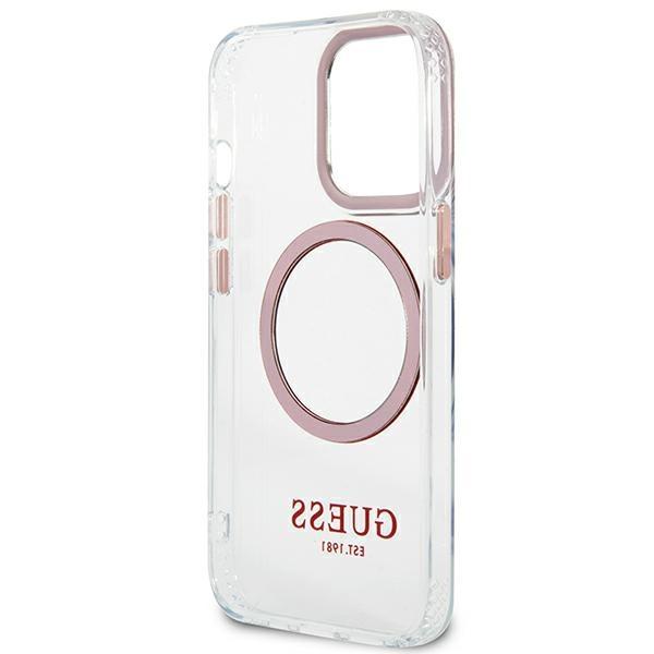 Guess Guhmp13Lhtrmp Iphone 13 Pro / 13 6,1 Różowy/Pink Twarde Etui Metalowa Konturka Magsafe