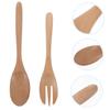 Salad Wooden Spoon Silverware Utensils Dessert Tableware and Fork Smooth Servers