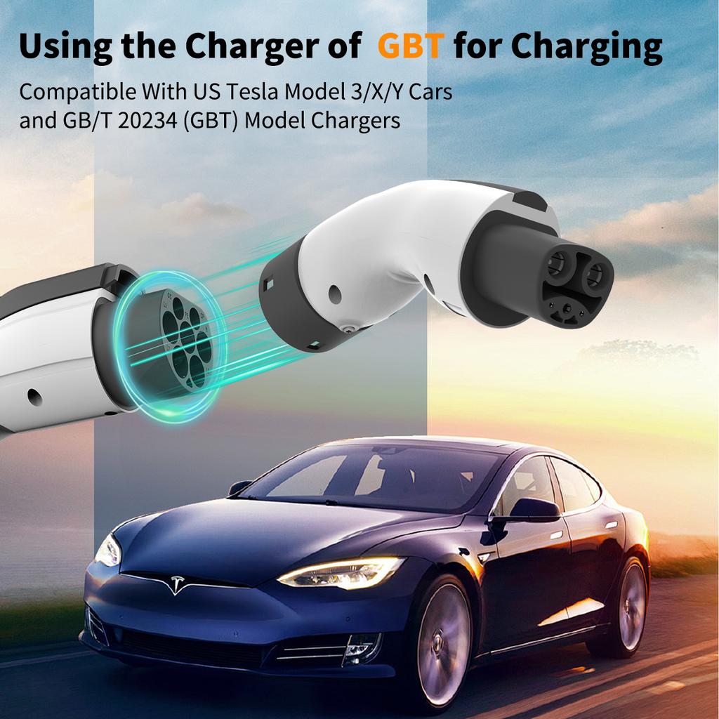 WUFEN 7KW GBT To NACS Adapter 32A 220V For Tesla Electric Vehicle Charging Connector Portable GBT to Tesla EV Charger Adapter