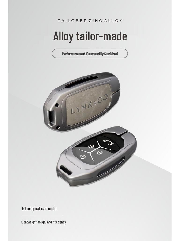 Новый чехол для ключей из натуральной кожи и сплава для моделей Lynk & Co 01, 03, 05, 06