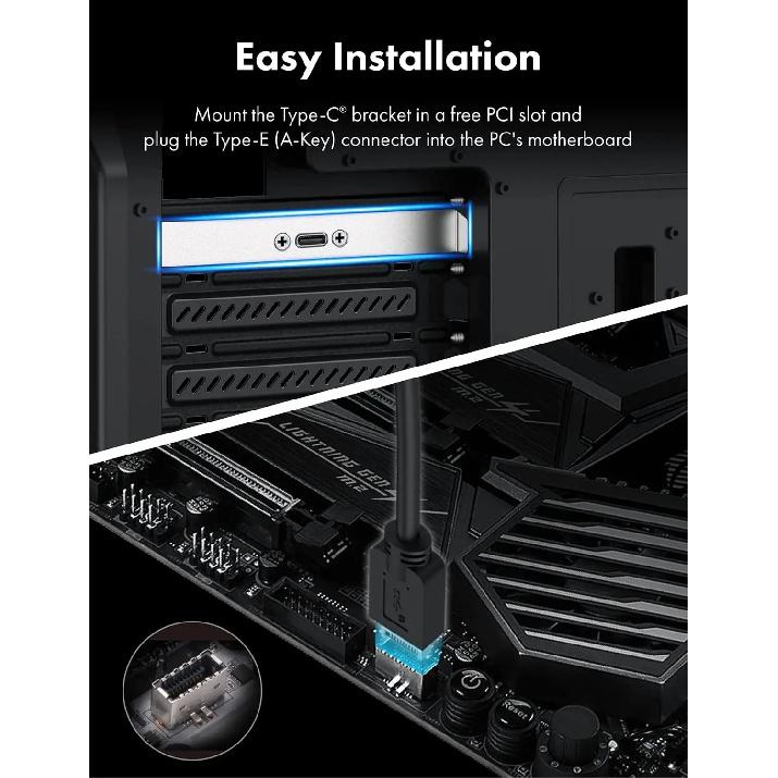 20 Гбит/с USB 3.2 Gen 2x2 USB-C Адаптер на переднюю панель Type-C, Кабель-удлинитель для разъема материнской платы, USB-C на USB3.2 Type-E Key-A 20-контактный