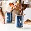Double Glass Ceramic Chopsticks Holder Kitchen Storage Jar Drain Rack Tableware Organizer Chopstick Cage Cutlery Storage Box