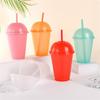500ml Large Capacity Fashion Water Cups with Straw and Lid Portable Outdoor Sport Leakproof Durable Children Straight Water Cups