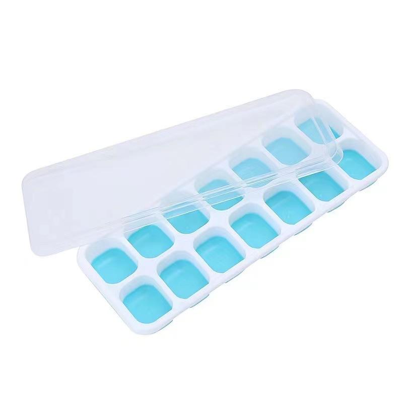 Ice Cube Tray Mold with Lid Silicone Square 14 Cube Easy Release Ice Cube Molds Summer Kitchen Bar DIY Iced Cocktail Freeze Tool