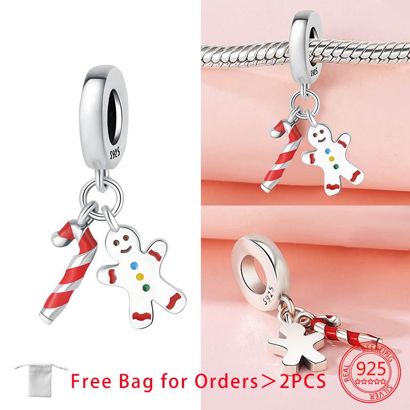 Charm Bead Charms Christmas Collection Christmas Hat Socks Bell Snowman copper Bead Charms Pendant Women Authentic Bracelets Do It Yourself Christmas