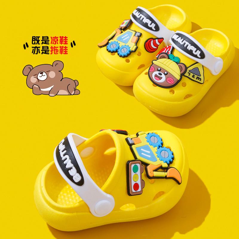 New children's slippers for boys, cute soft-soled indoor home shoes for babies, summer closed-toe anti-slip clogs for girls