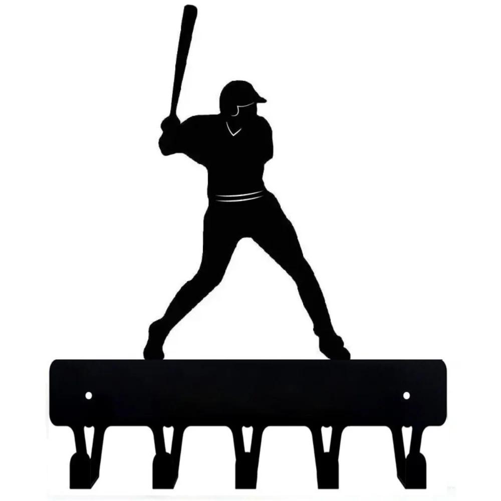 1pc Baseball Batter Sport - Key Hooks Holder Wide Metal Wall Art Iron Crafts, Wall Hanging,Coat Rack Storage Organizer