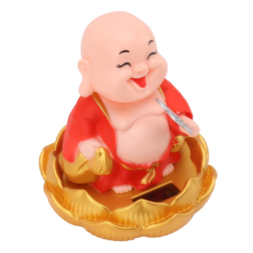 Solar Buddha Statue Solar Nodding Maitreya Car Ornament Decoration Shaking Head Toy for Wealth and