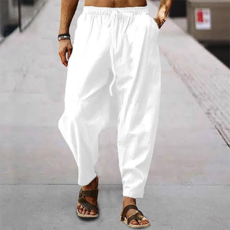 Europe and the United States Summer Men's Hip-hop Breathable Linen Loose Casual Sports Trousers
