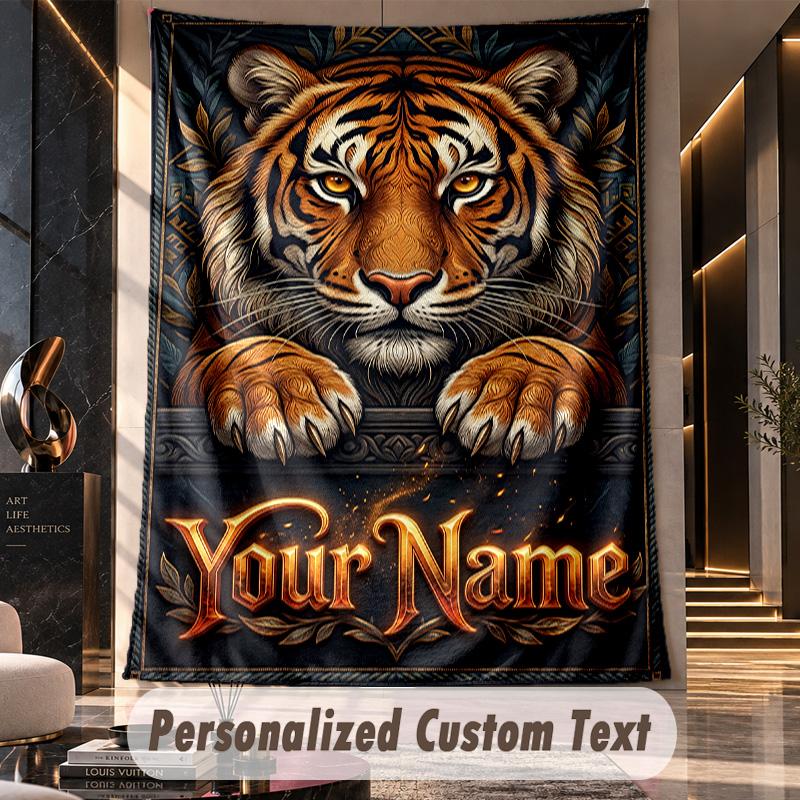 Lion Tiger (19) Theme Custom Tapestry Personalized Custom Name Text Wall Hanging Tapestry Home Decor Background Cloth