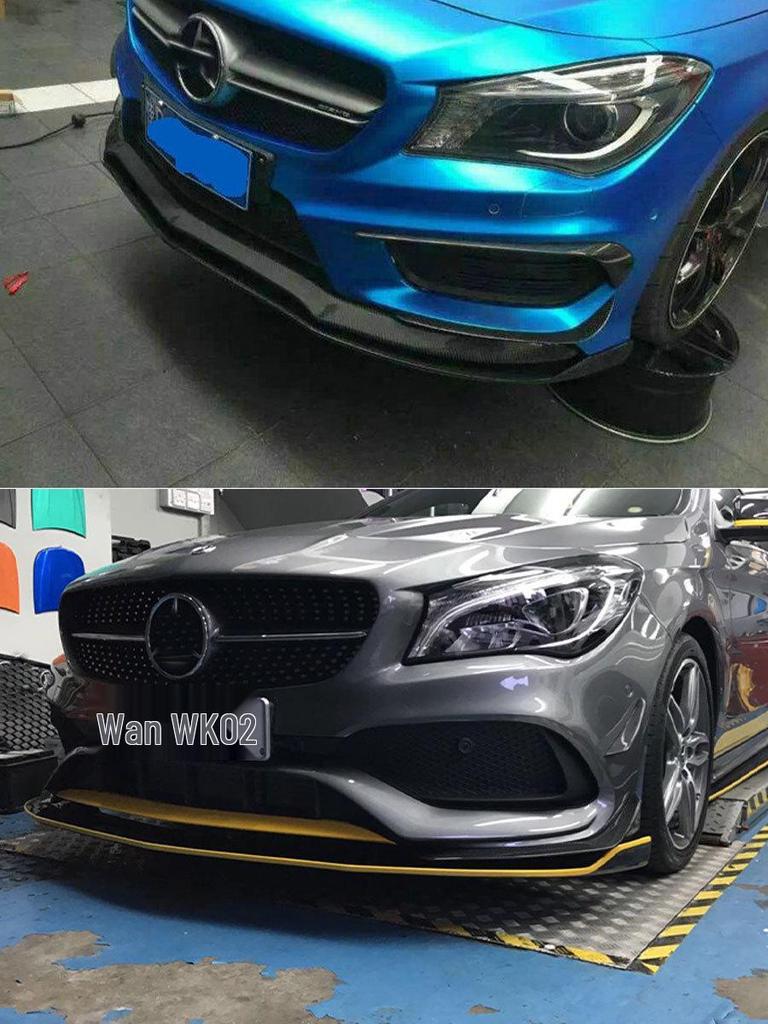 Передний спойлер-губа из настоящего карбона RZ для Mercedes CLA W117, комплект обвеса (2014-2019 гг.)