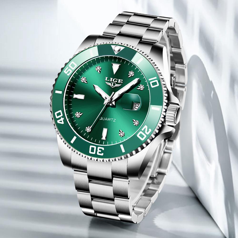 LIGE Новые лучшие брендовые роскошные мужские часы модные повседневные водонепроницаемые кварцевые часы с датой