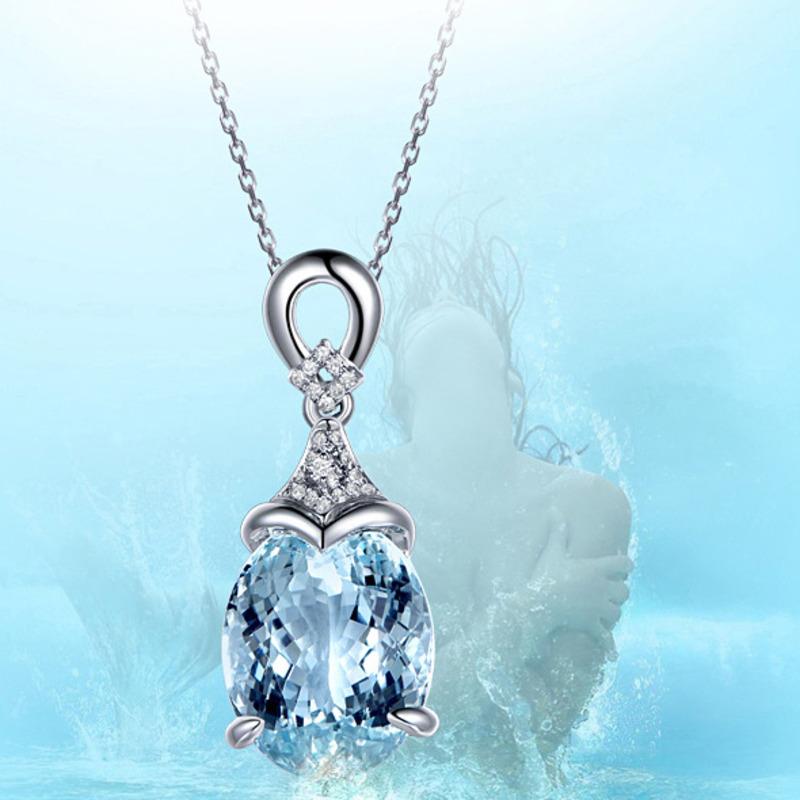 BELLA BOX Натуральный каратный морской синий сокровище с бриллиантами, инкрустированный цветным кулоном для женщин, очаровательные ювелирные изделия для свадьбы и помолвки, новые модные