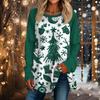 Christmas Limited Edition Women's 3D Christmas Element Solid Color Print Round Neck Long-sleeved T-shirt Casual Long-sleeved Top