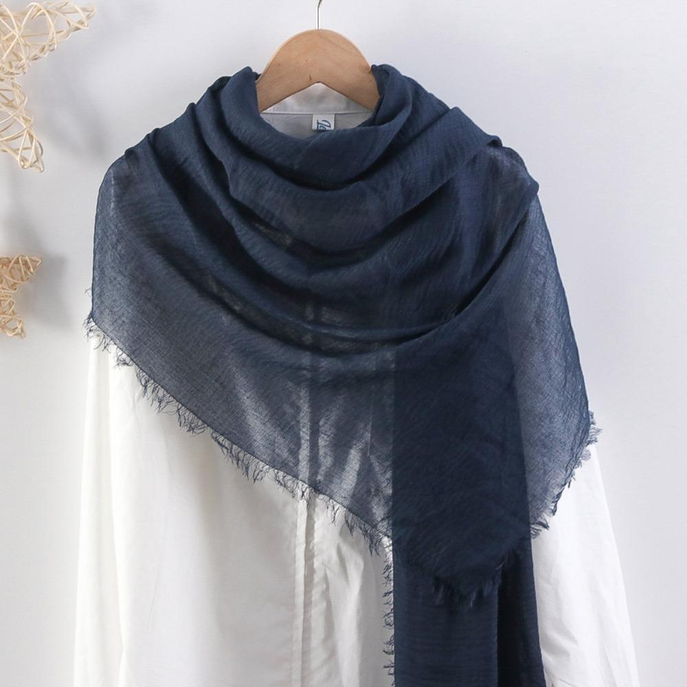 Solid Color Africa Headband Cotton Linen Muslim Wraps Shawl Simple Islamic Turban Women Female