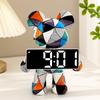 Digital Elegant Clock Bear Ornament Clock Tabletop Home Decor Minimalist Modern Luxury Design Clocks Living Room Bedroom Desktop Alarm Clocks