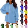 Women's Solid Color Long Sleeved Loose Casual Mid Length Pullover Hoodie Sweatshirt