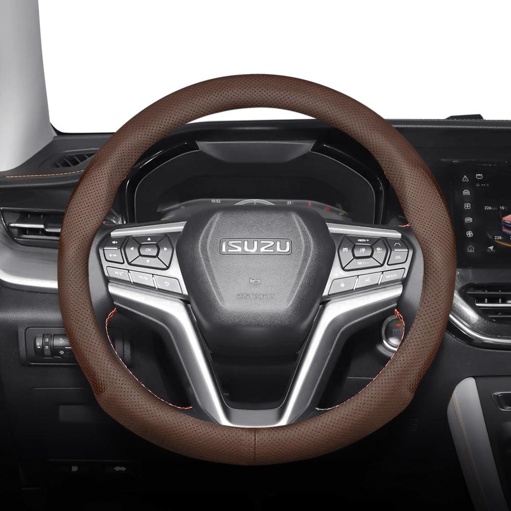 Подходит для ISUZU Перфорированная кожаная крышка рулевого колеса Ультратонкая Дышащая D-MAX MU-X ELF N-Series FORWARD F-Series TRAGA