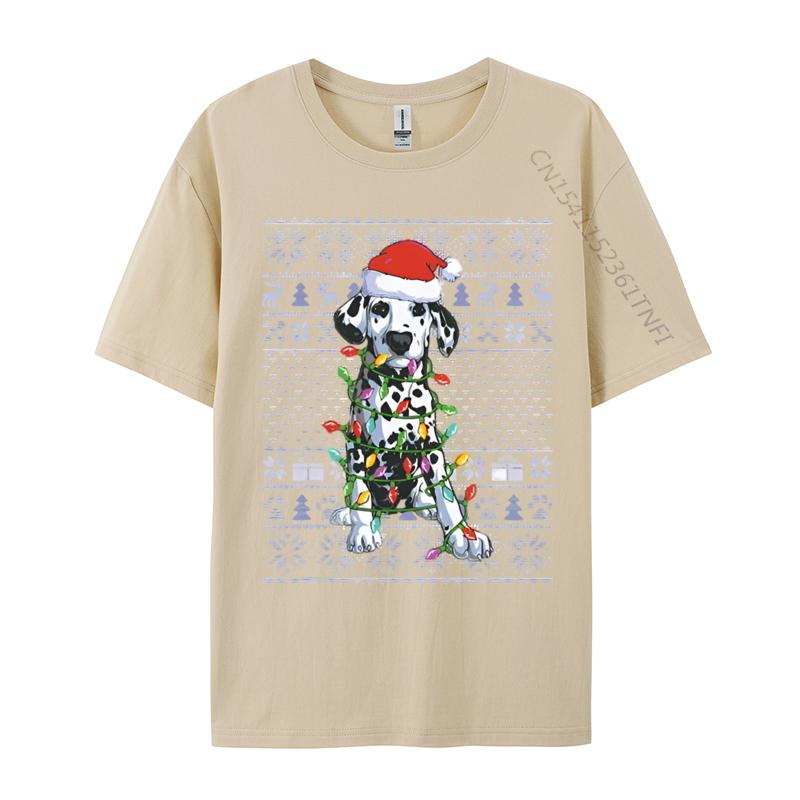 Vintage T Shirts Faddish Funny Dalmatian Dog Lover Santa Hat Ugly Tshirt Cotton Adult Tops Tees Graphic Tees