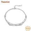 Tancise 925 Sterling Silver Bracelet Jewelry Geometric Bead Chain Link Bracelets Fashion Fine Wedding Gift for Girlfriend Women