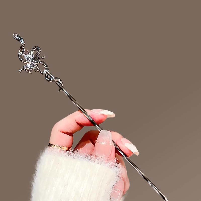 Vintage Crystal Snake Butterfly Hair Sticks for Women Chinese Style Hairpin Disk Hair Chopsticks Charm Metal Hair Accessories