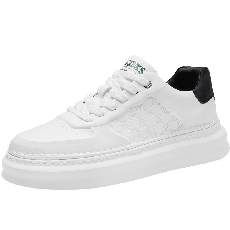 High Quality Thick-soled Heightening Leather Surface White Shoes Autumn Low-top Sports Board Shoes Work Casual Versatile Men's Shoes