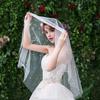 Bridal Veil with Faux Pearl Embellishment White Mesh Single Layer Wedding Veil
