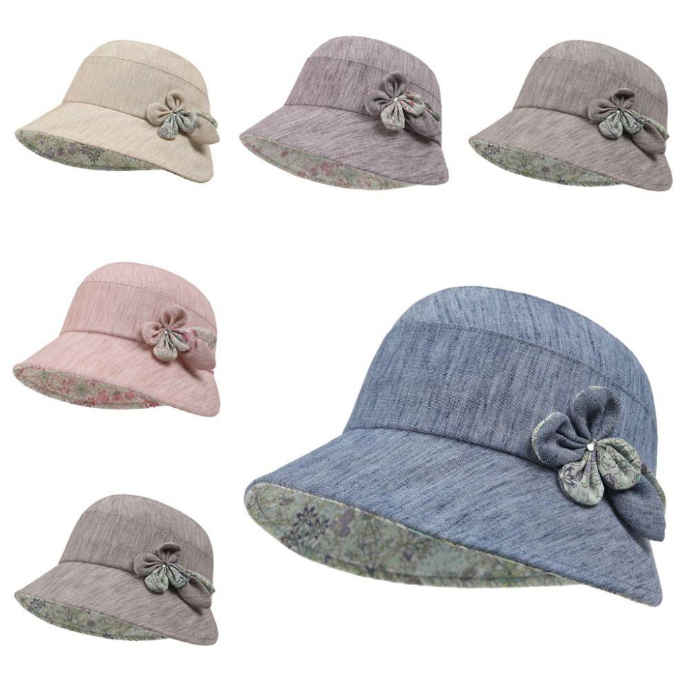 New Wide Brim Bucket Hat Flower Design Foldable Sun Hat Breathable Fabric Sun Protection