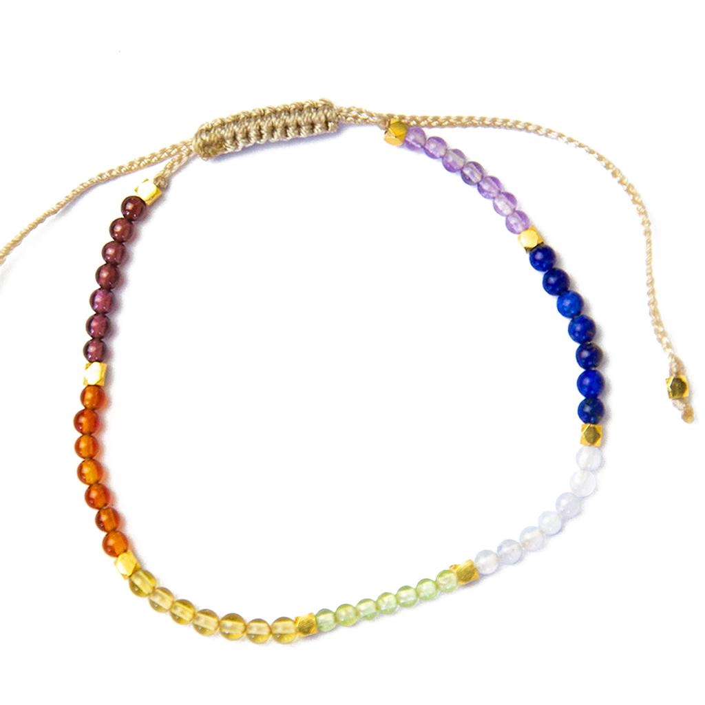 Handmade Beaded Bracelet Colorful Chakra Bracelet Healing Balance Natural Stone Bead Bangles for Positive Energy