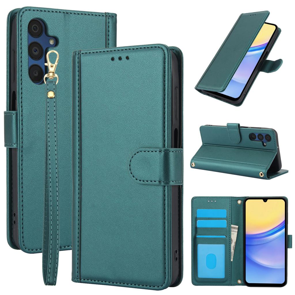 For Samsung Galaxy A57 5G Case PU Leather Stand View Phone Wallet Cover with Hand Strap
