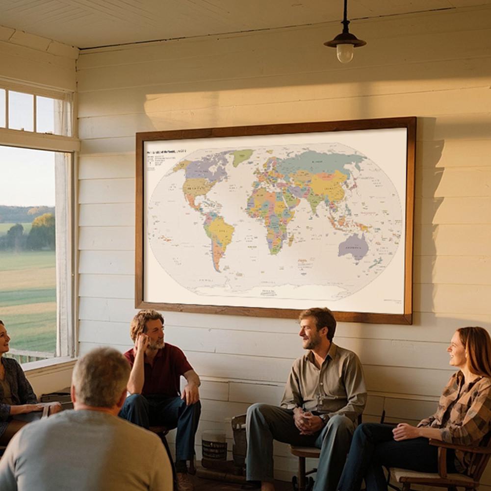 World Map Wall Decor,Home Office Decor,Gift for Geography Lovers,Educational Artwork,Wall Decor,Travel Supplies