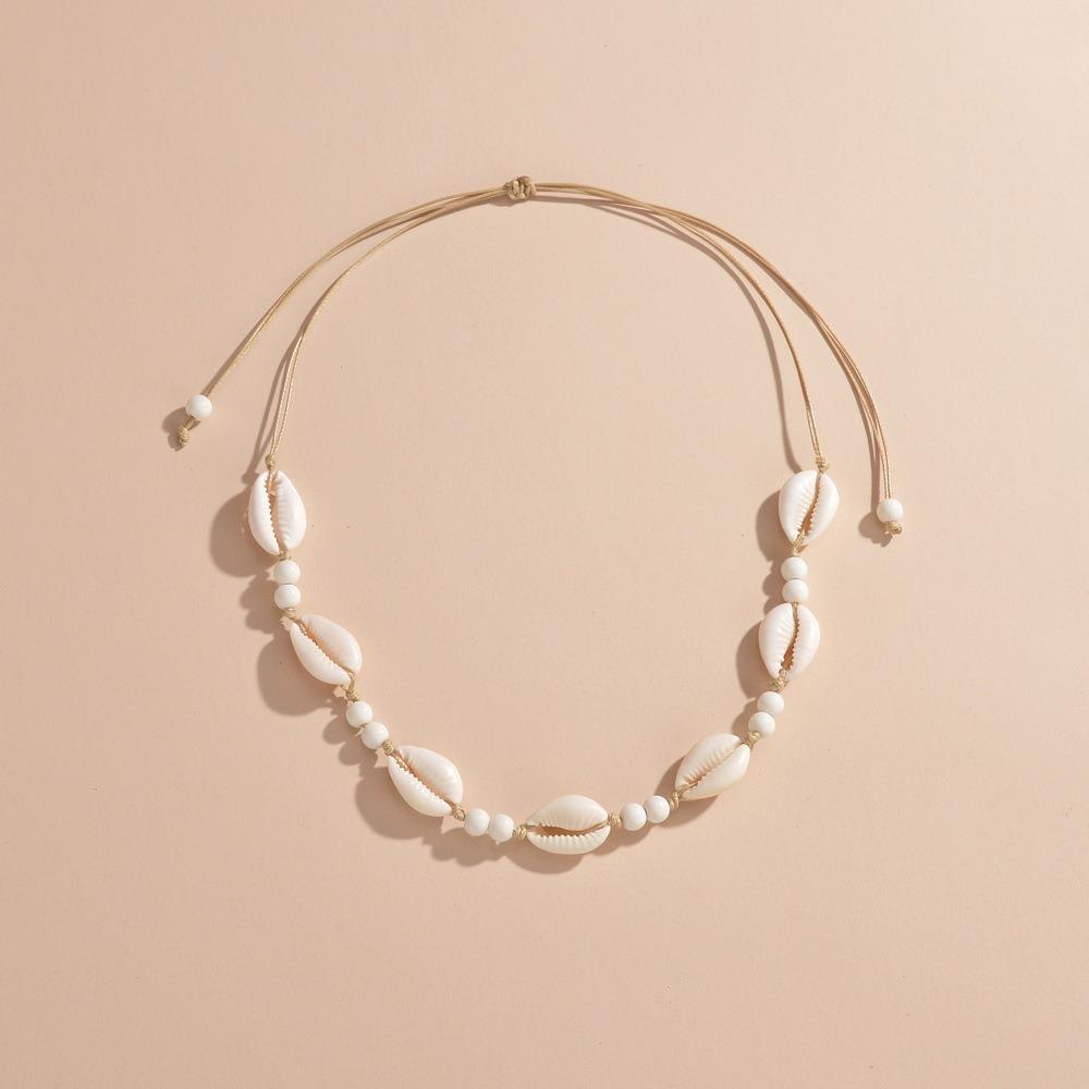 Фиолетовый/синий/розовый/белый ракушка плетеная цепочка ракушка регулируемая цепочка на шею ракушка бисерное ожерелье для женщин