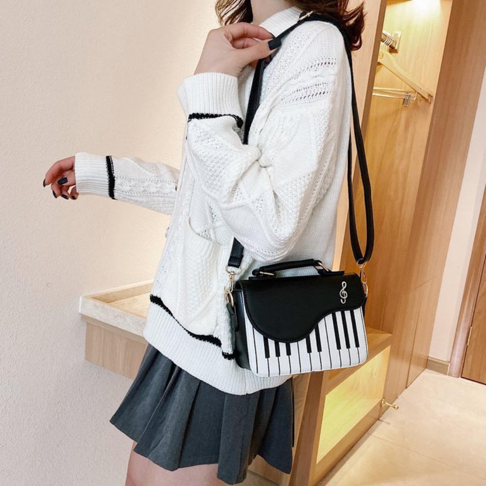 Crossbody Piano Pattern Shoulder Bag Large Capacity PU Leather Bag Trendy Mini Square Bag Shopping