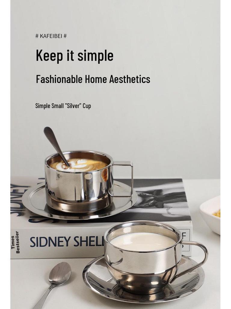 Набор из 2-х двойных термокружек для кофе Milan Luxe из нержавеющей стали