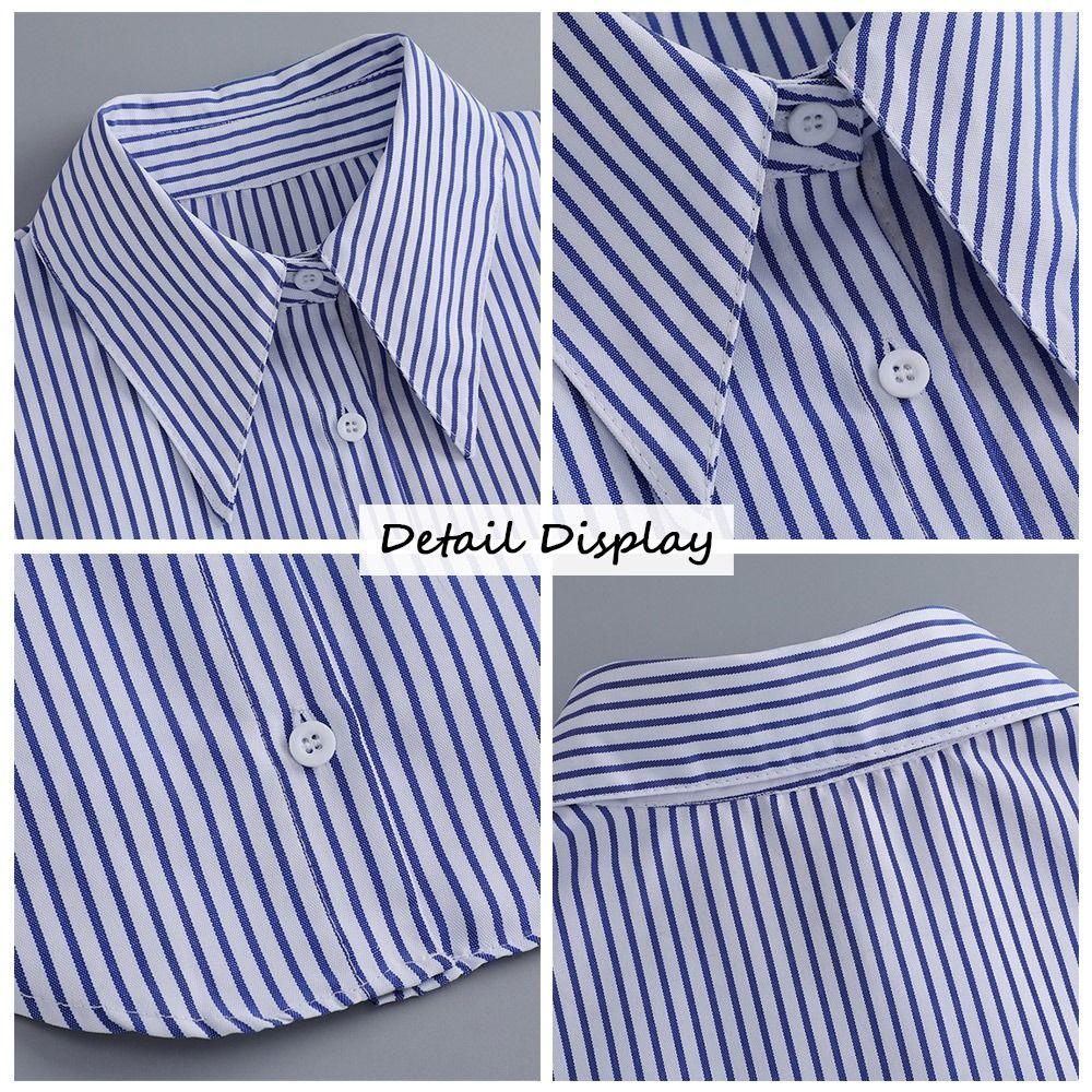 Stripes False Collar Blue Lapel Half Shirt New Ladies Cape Women Girls