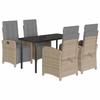 VidaXL Ensemble à Manger de Jardin avec Coussins 5 pcs, Chaises et Table de Patio, Meubles de Terrasse, Moderne, Beige 3212593