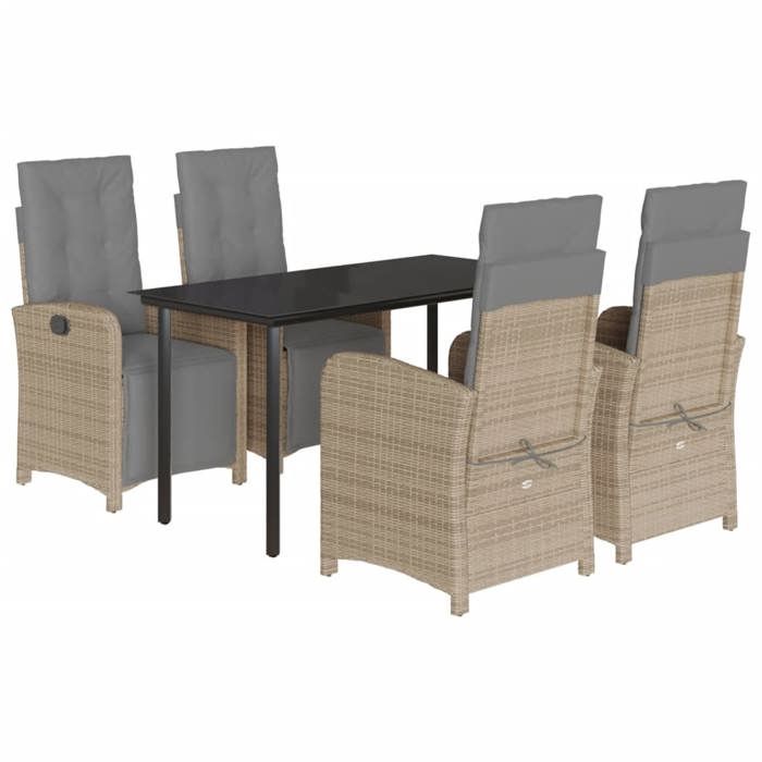 VidaXL Ensemble à Manger de Jardin avec Coussins 5 pcs, Chaises et Table de Patio, Meubles de Terrasse, Moderne, Beige 3212593