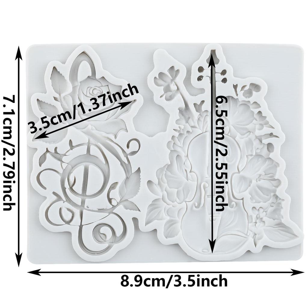 Силиконовые формы Музыкальная нота Гитара Цветок Виолончель Форма для мастики Инструменты для украшения торта Топпер для кекса Конфеты Смола Глина Шоколад Форма для ганаша