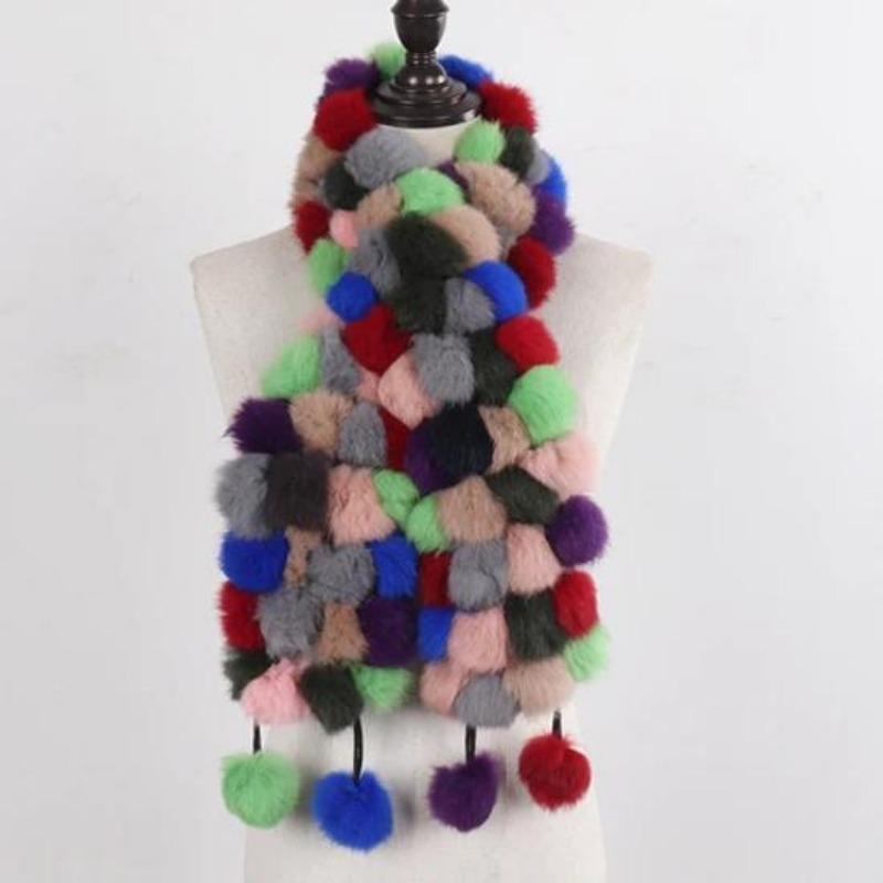 Women Winter Warm Rabbit Fur Scarf Hot Sale Natural Rabbit Fur Muffle Lady Scarves
