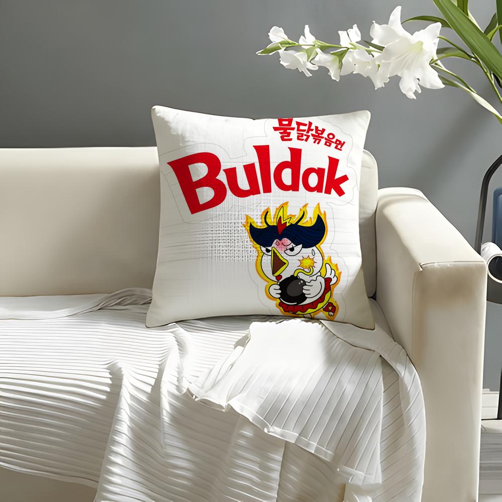 Kwaii Anime BBuldak RRameSn Pillow Case Natural Linen Organic Fabric DoubleSided Printing Sofa Home Decor Cushion Cover