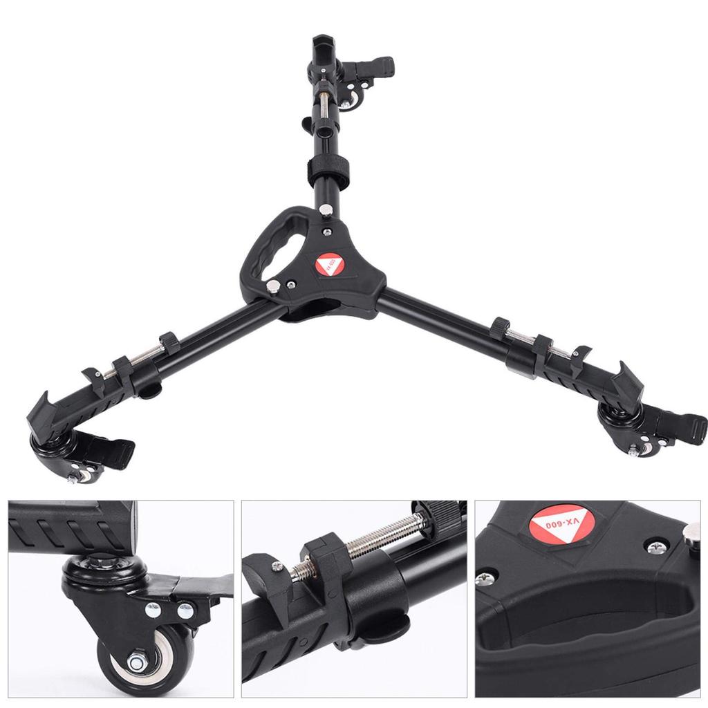 Teror Tripod Pro3 Tripod Wheel Pulley Universal Folding Camera Tripod Dolly Base Stand Nylon Carrying Bag Load 20Kg Pulley, VX-600 Max.
